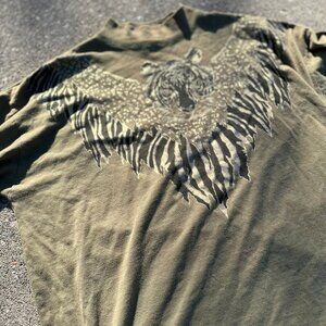 Faded vintage 90s JIK green tiger graphic tee - xl/xxl